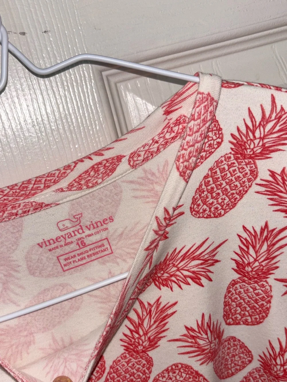 Vineyard Vines White Top with Red Pineapple Print
